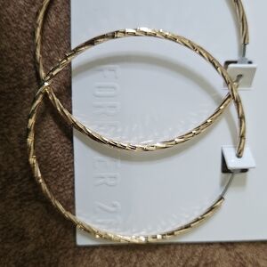 Forever 21 Textured Gold Hoop Earrings